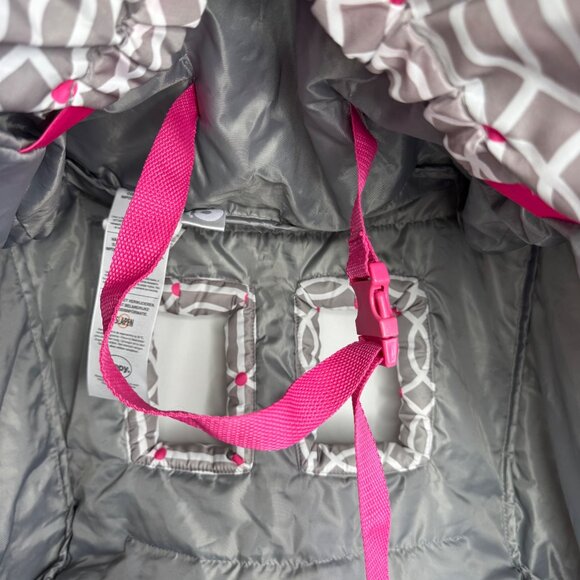 Boppy‎ Grey White Pink Shopping Cart Cover With Pink Owl Toy - Picture 6 of 8